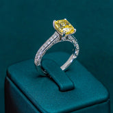 Lacey Yellow Cushion Ring