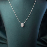 Classic Emerald Halo Solitaire Pendant