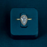 Classic Pear Halo Solitaire Ring