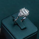 Classic Emerald Trillion Trilogy Ring