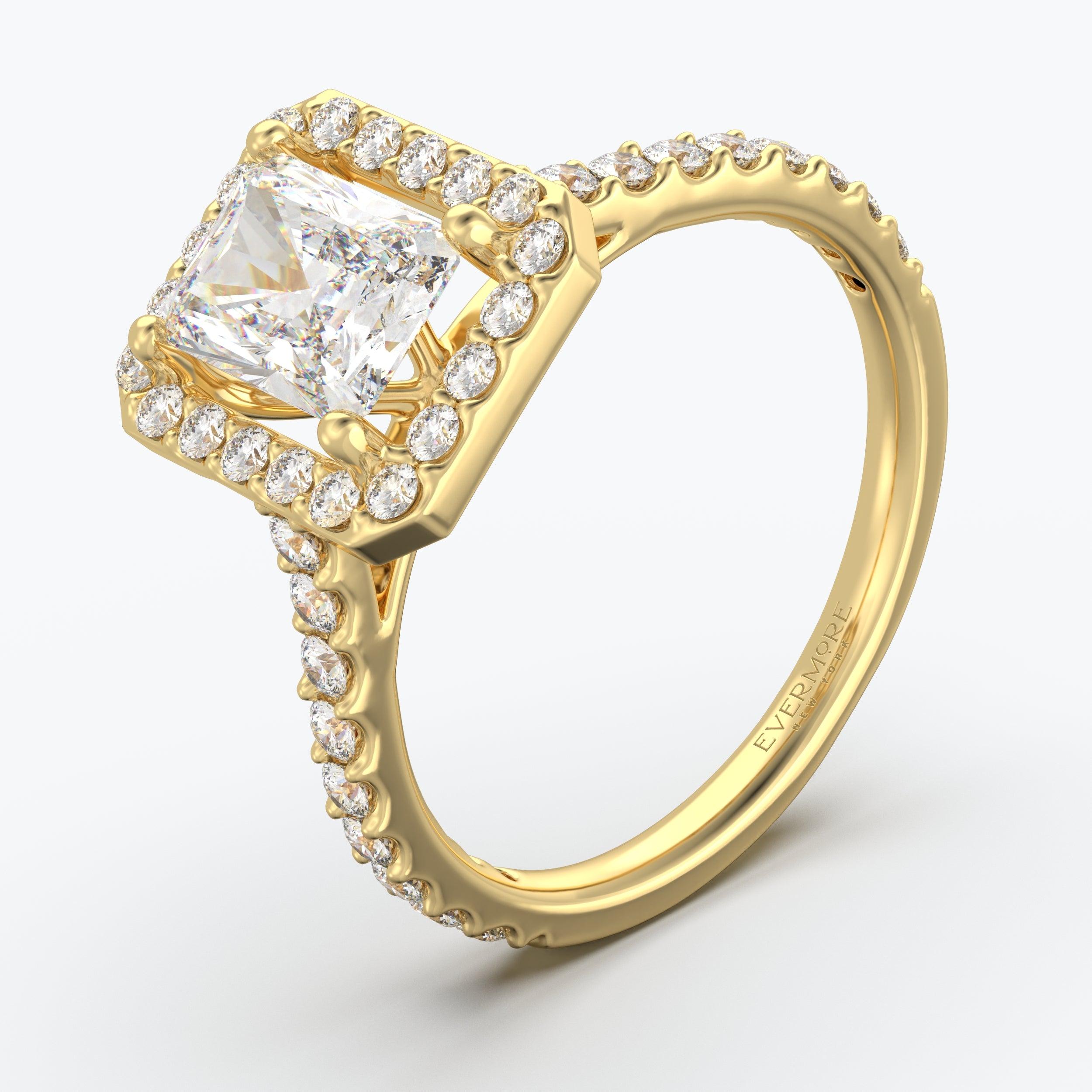 The Gabriel Radiant Cut Halo - Yellow Gold / 0.5 ct - Evermore Diamonds