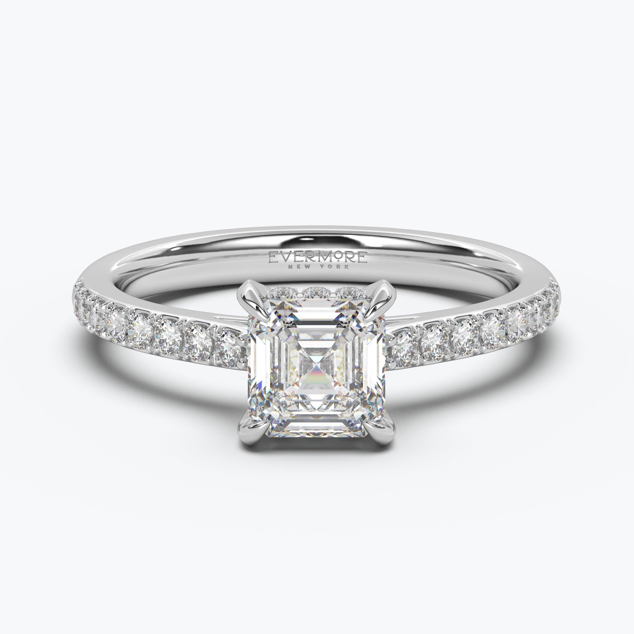 Asscher cut lab hot sale created diamond ring