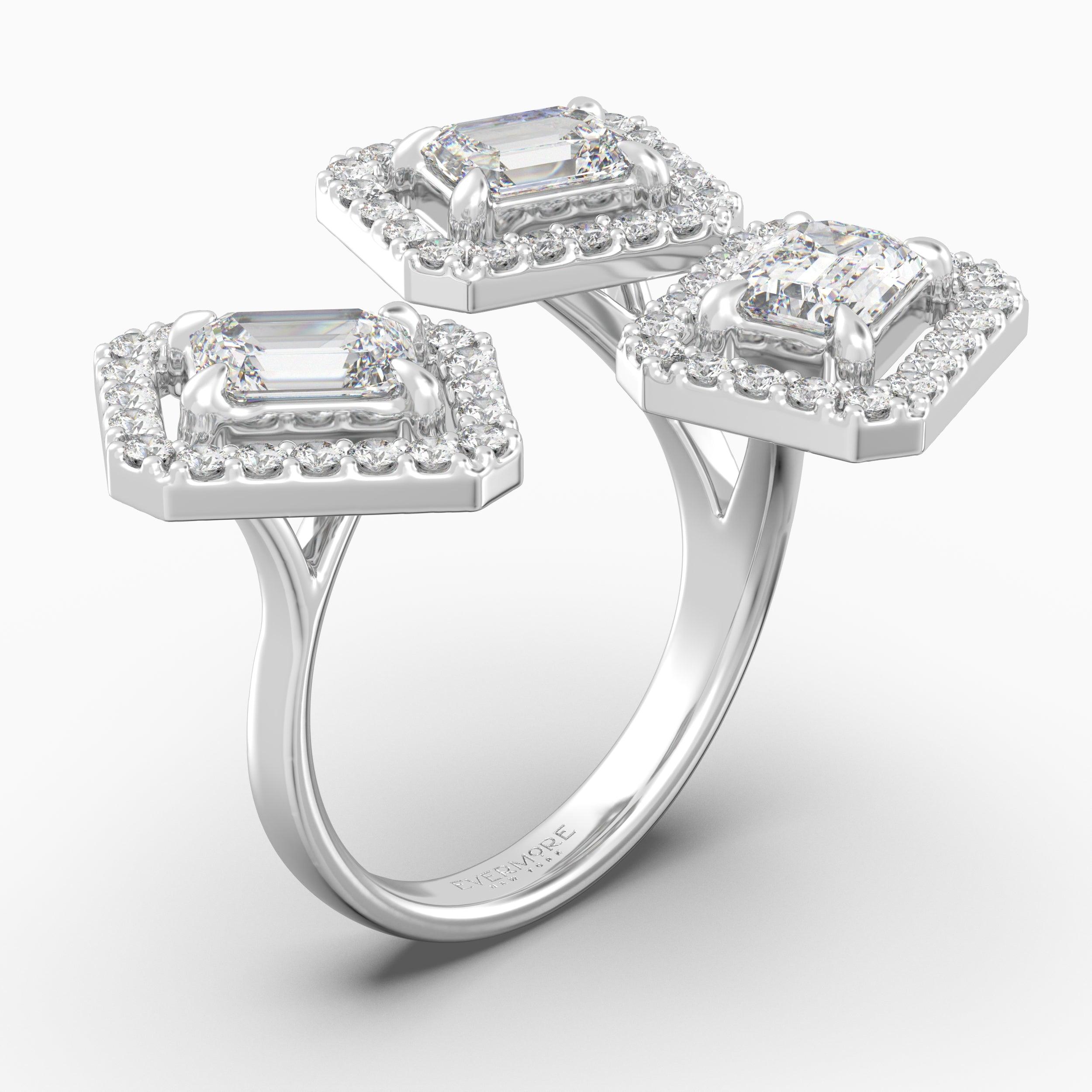 The Emory Emerald Cut Halo - White Gold / 0.5 ct - Evermore Diamonds