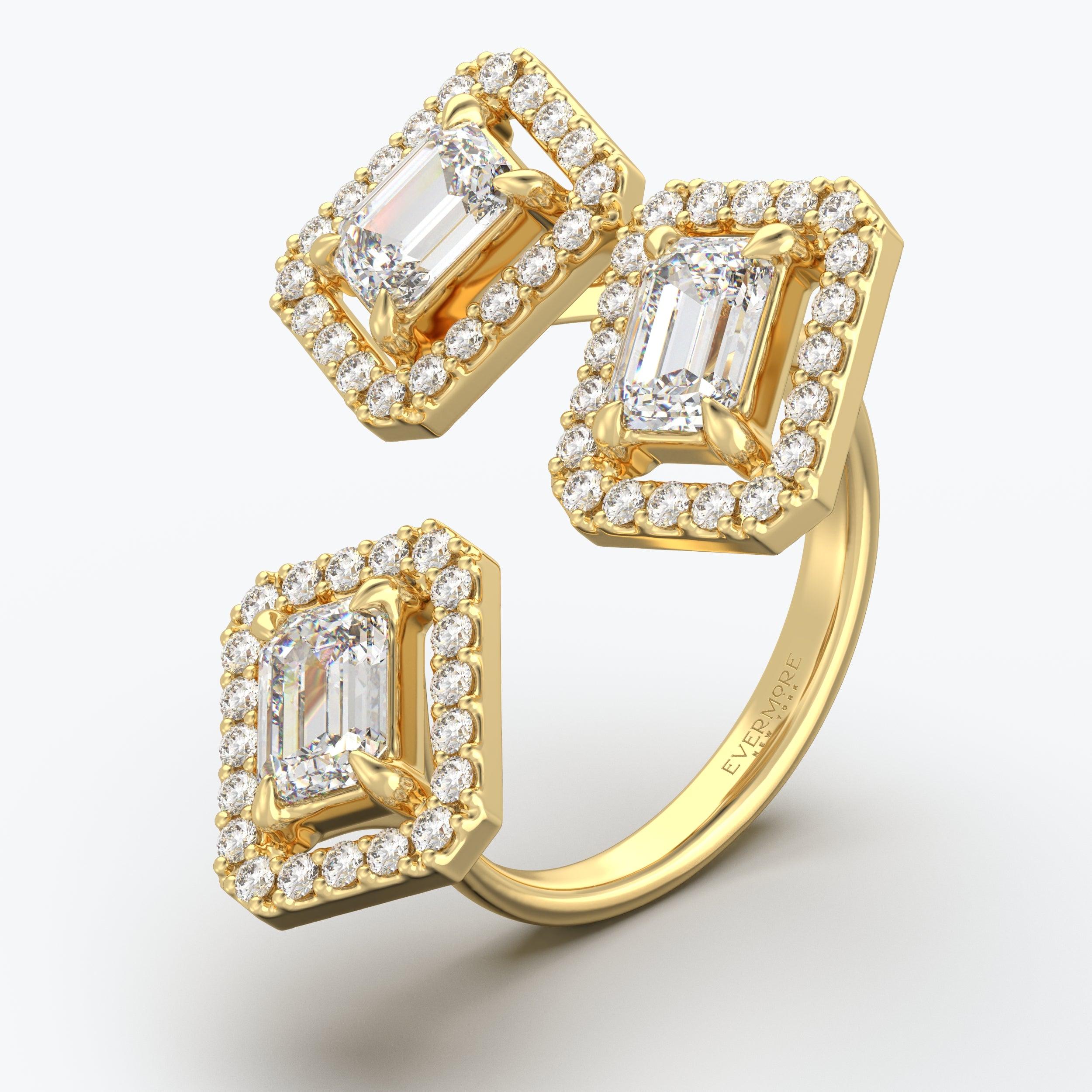 The Emory Emerald Cut Halo - Yellow Gold / 0.5 ct - Evermore Diamonds