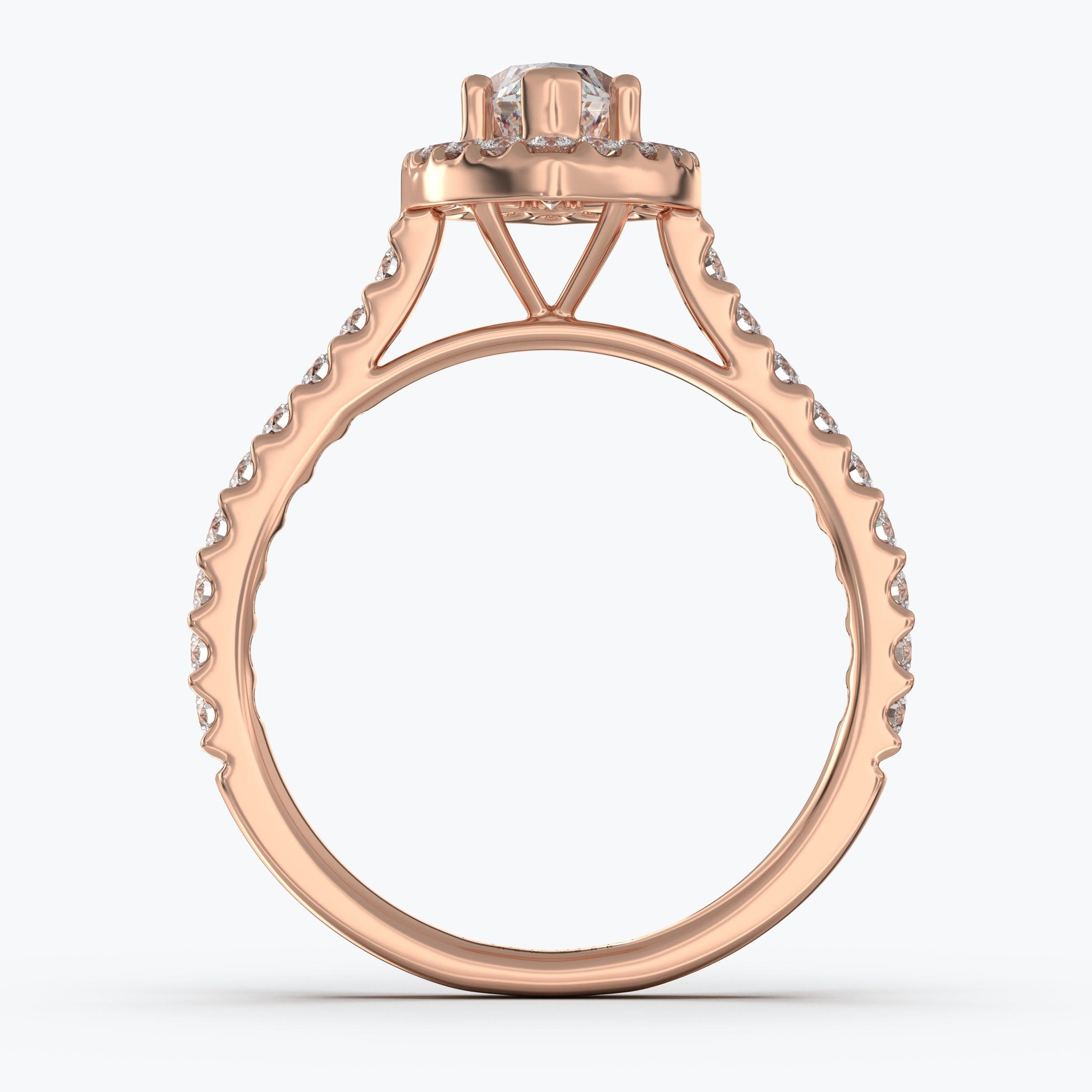 The Gabriel Marquise Cut Halo - Rose Gold / 0.5 ct - Evermore Diamonds