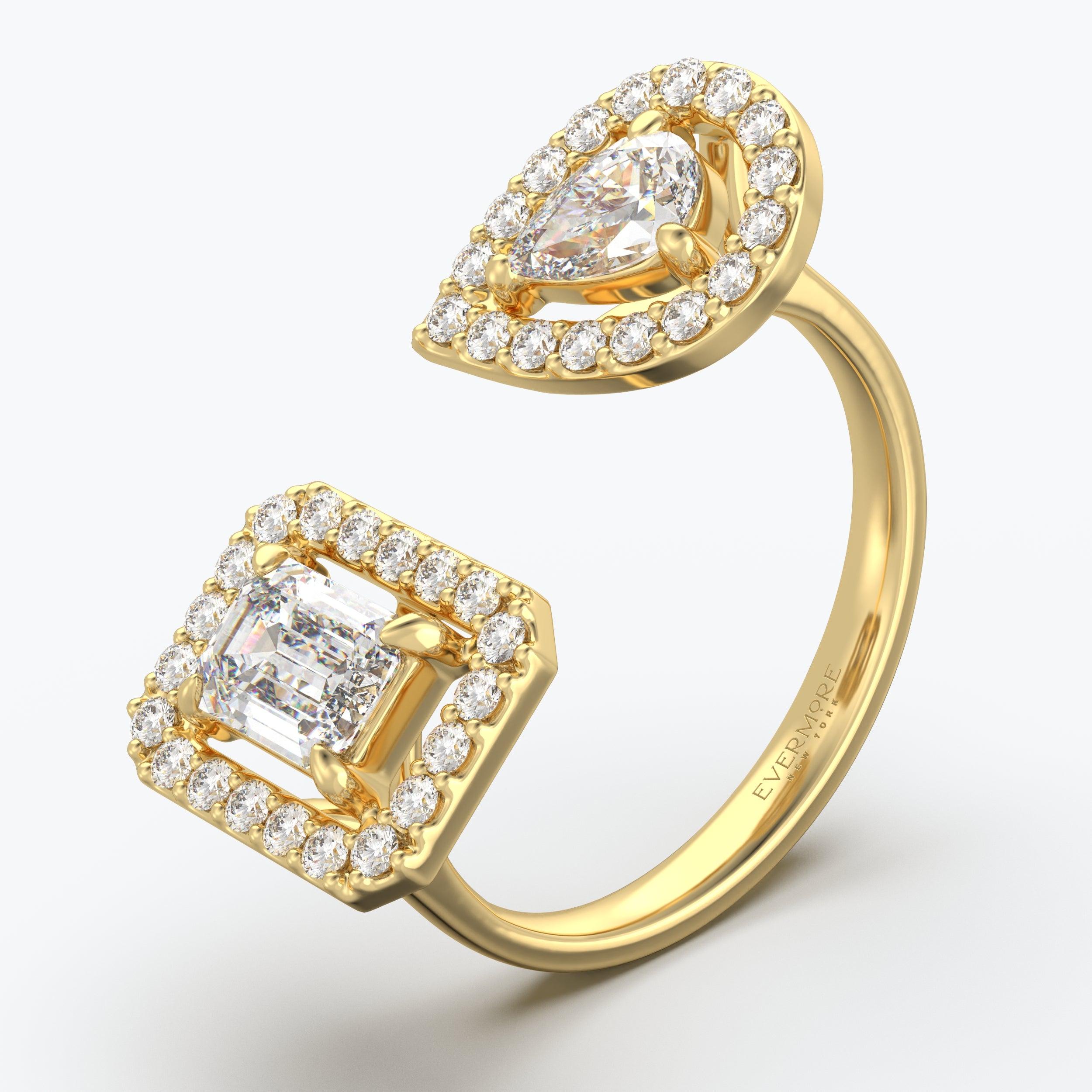 The Henry Pear & Emerald Cut Halo - Yellow Gold / 0.5 ct - Evermore Diamonds