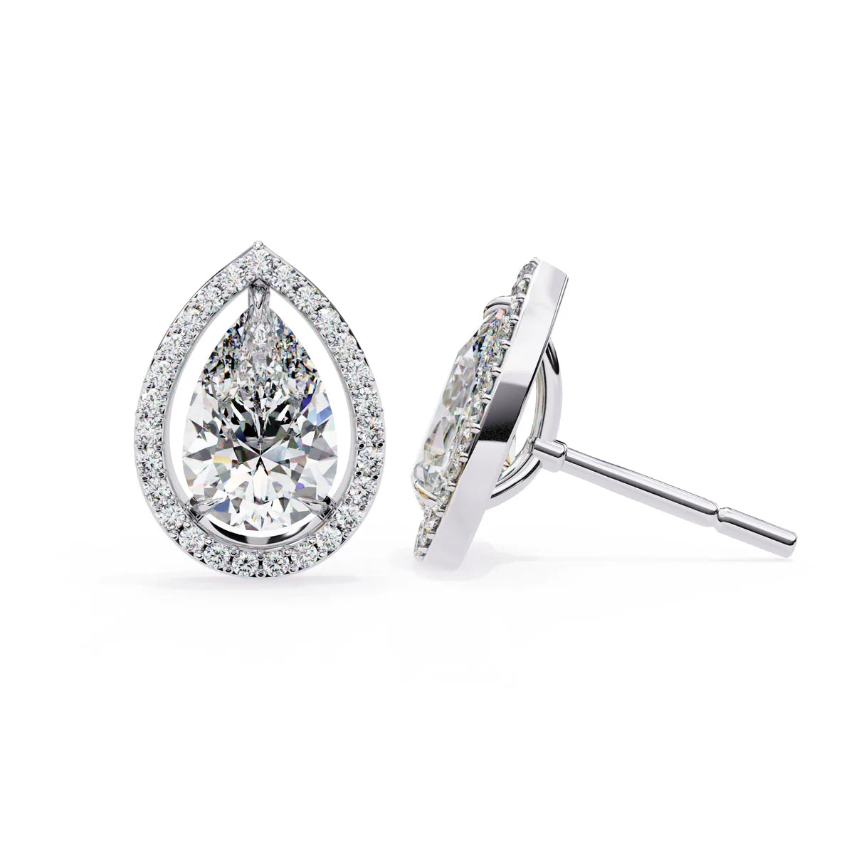 Royal Pear Halo Studs
