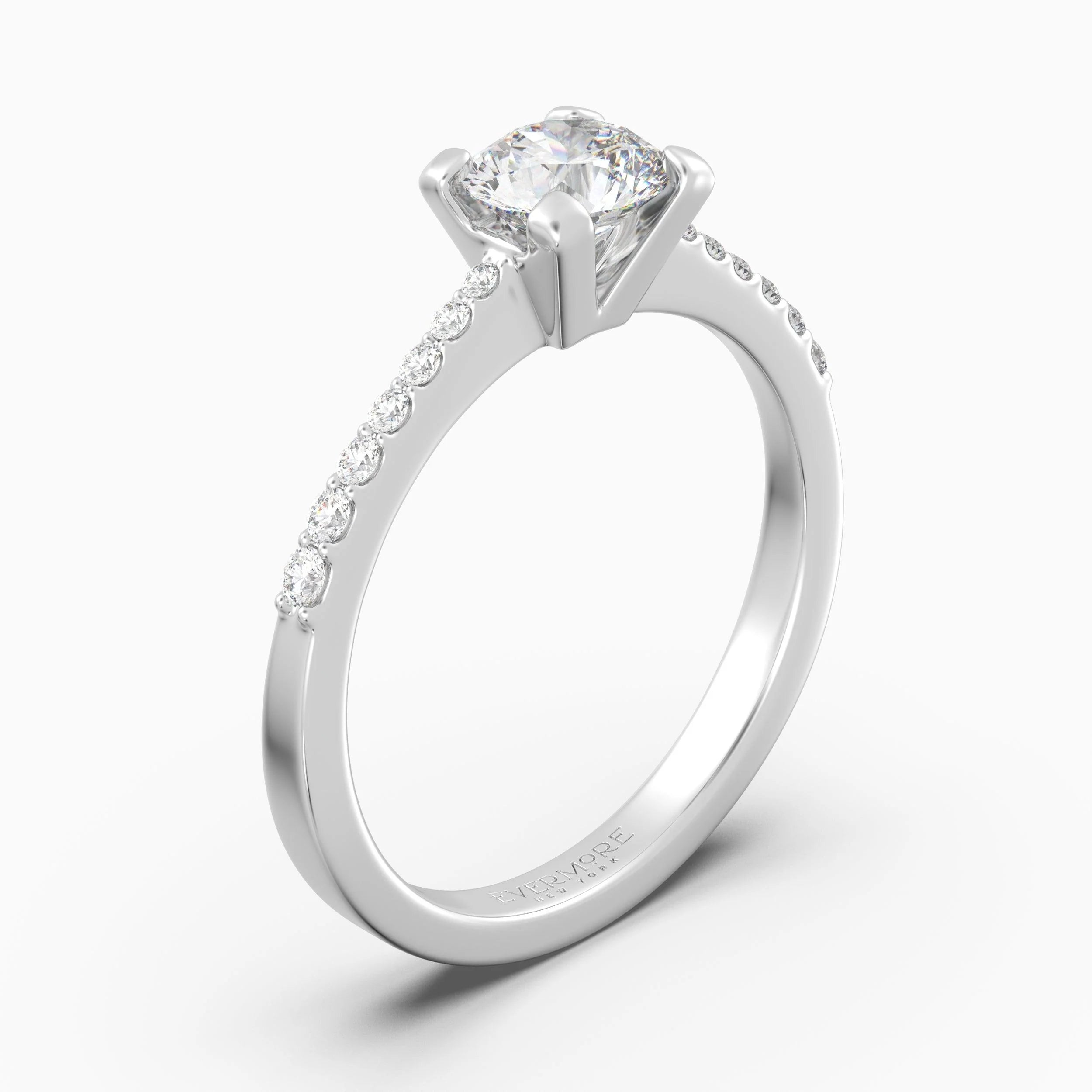 Graduate Round Brilliant Tapered Pavé Ring