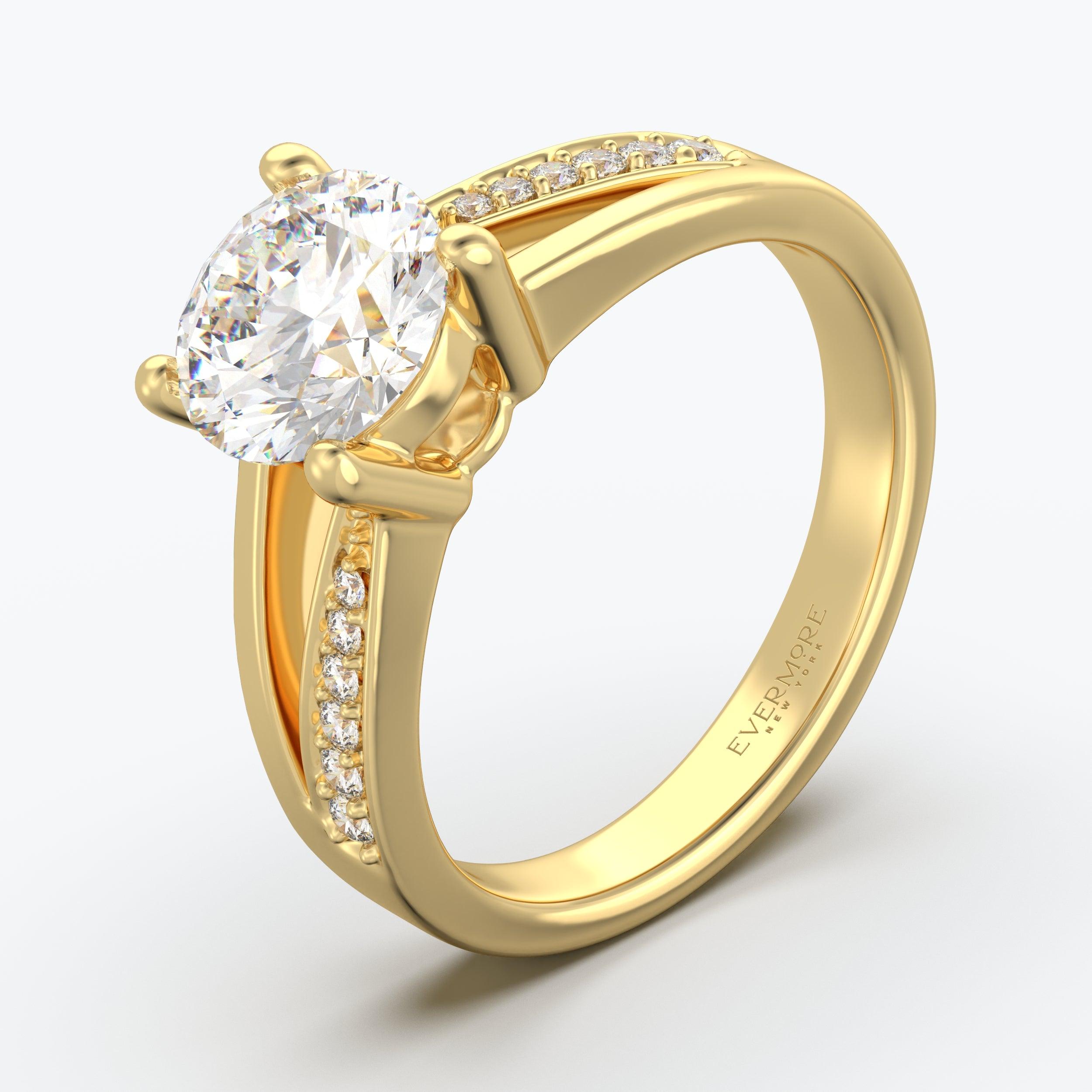 The Duet Round Brilliant - Yellow Gold / 0.5 ct - Evermore Diamonds