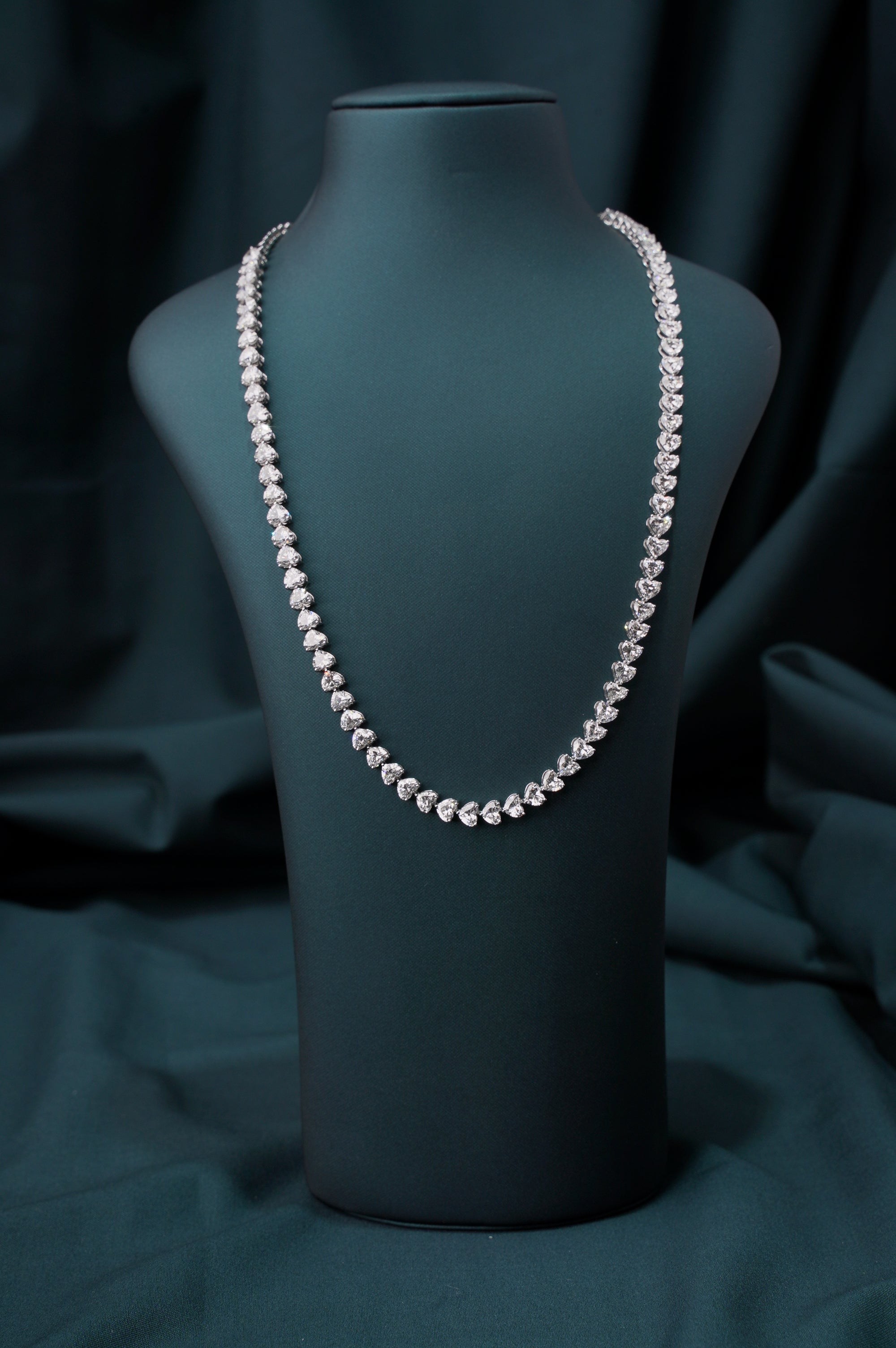 Bezel Heart Tennis Necklace