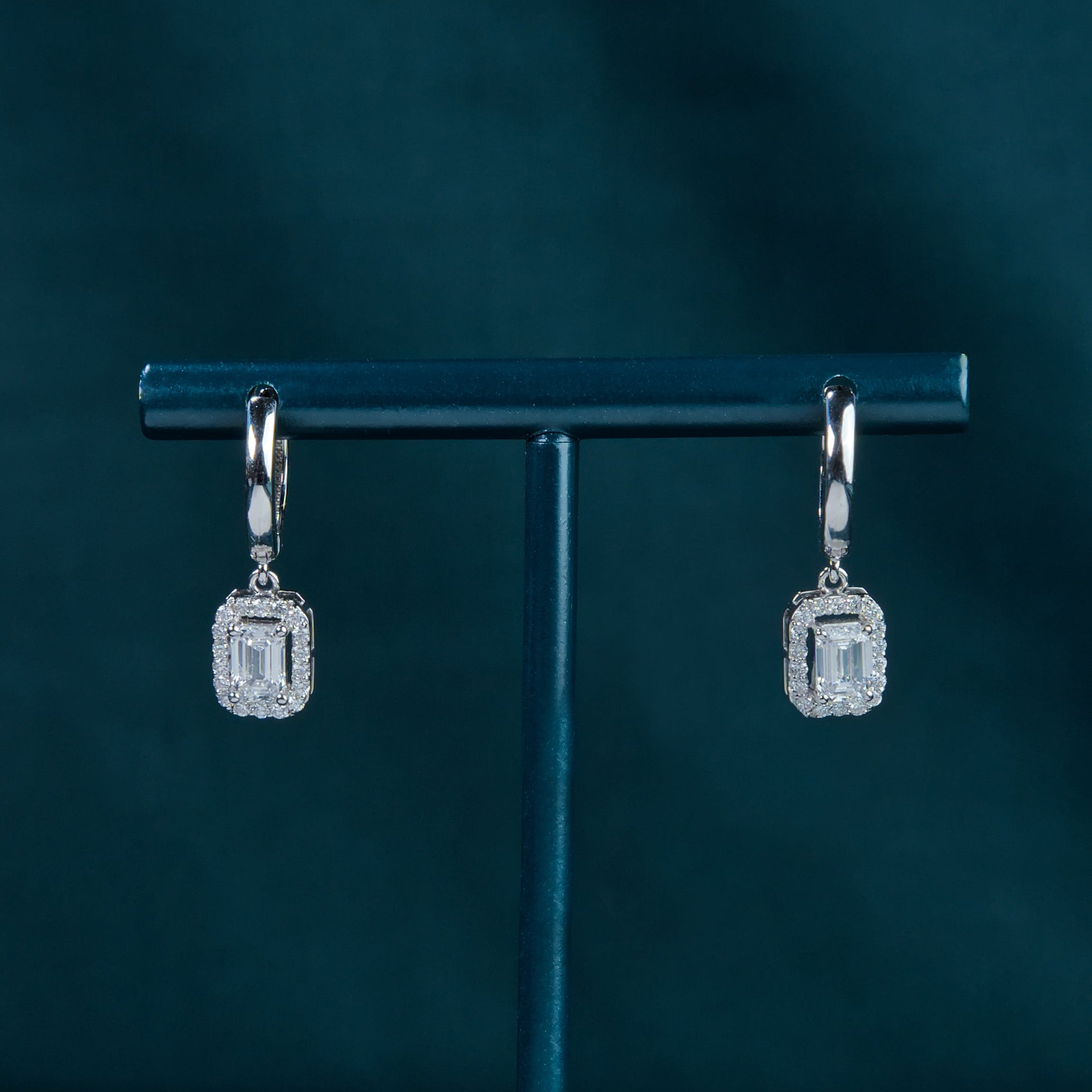Classic Emerald Halo Hoops