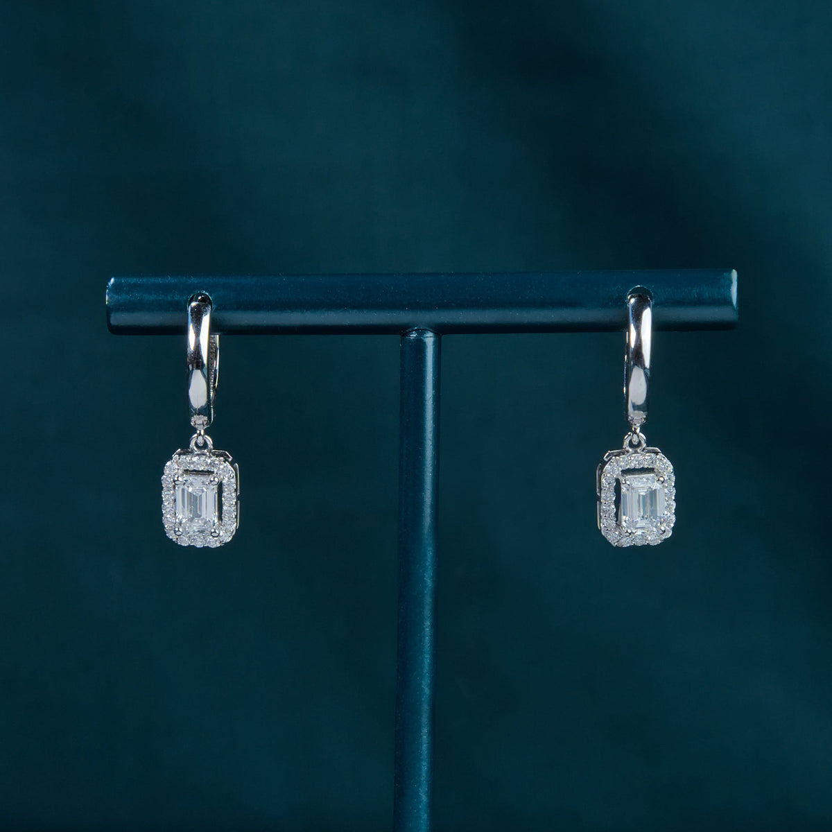 Classic Emerald Halo Hoops