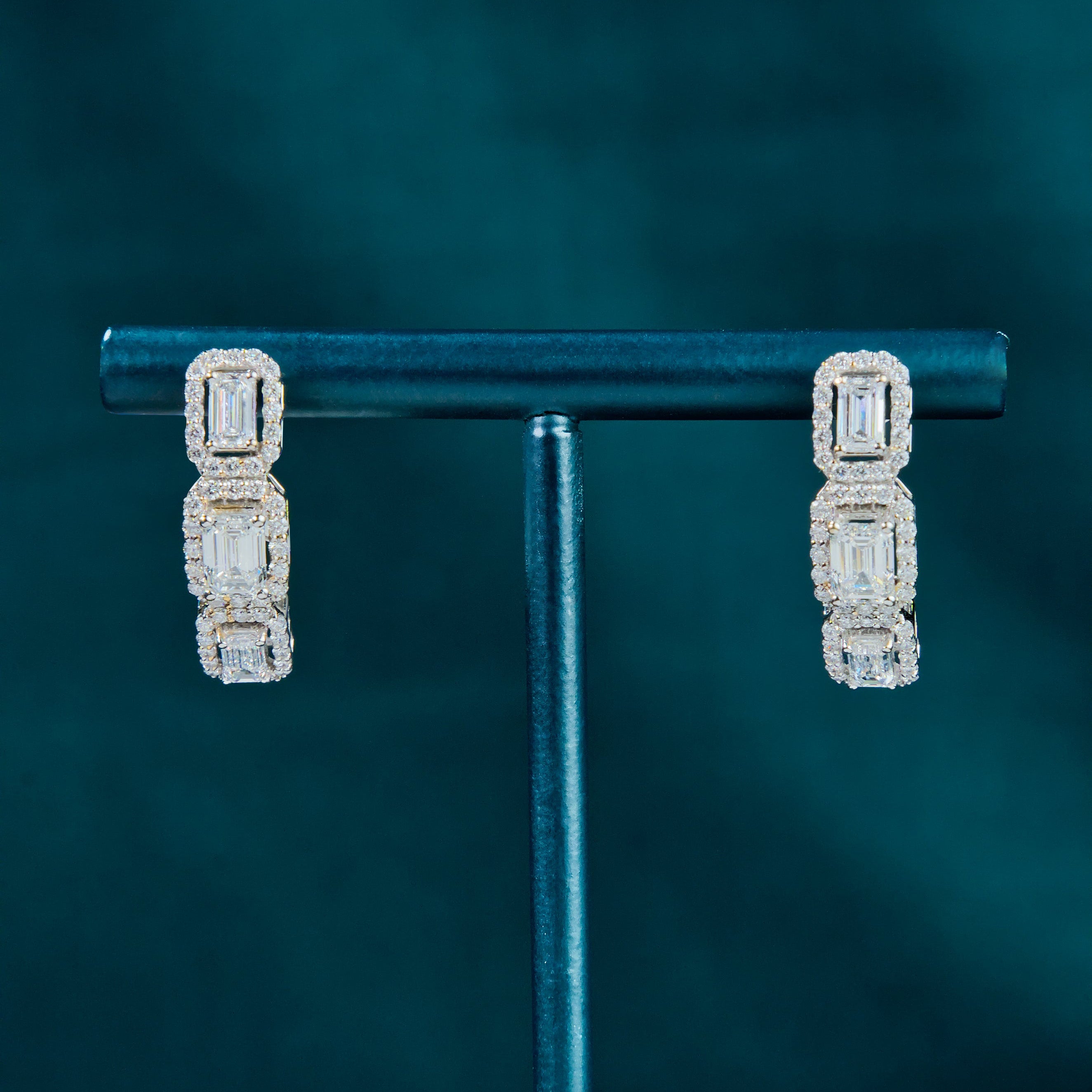Emerald Halo Arc Earrings