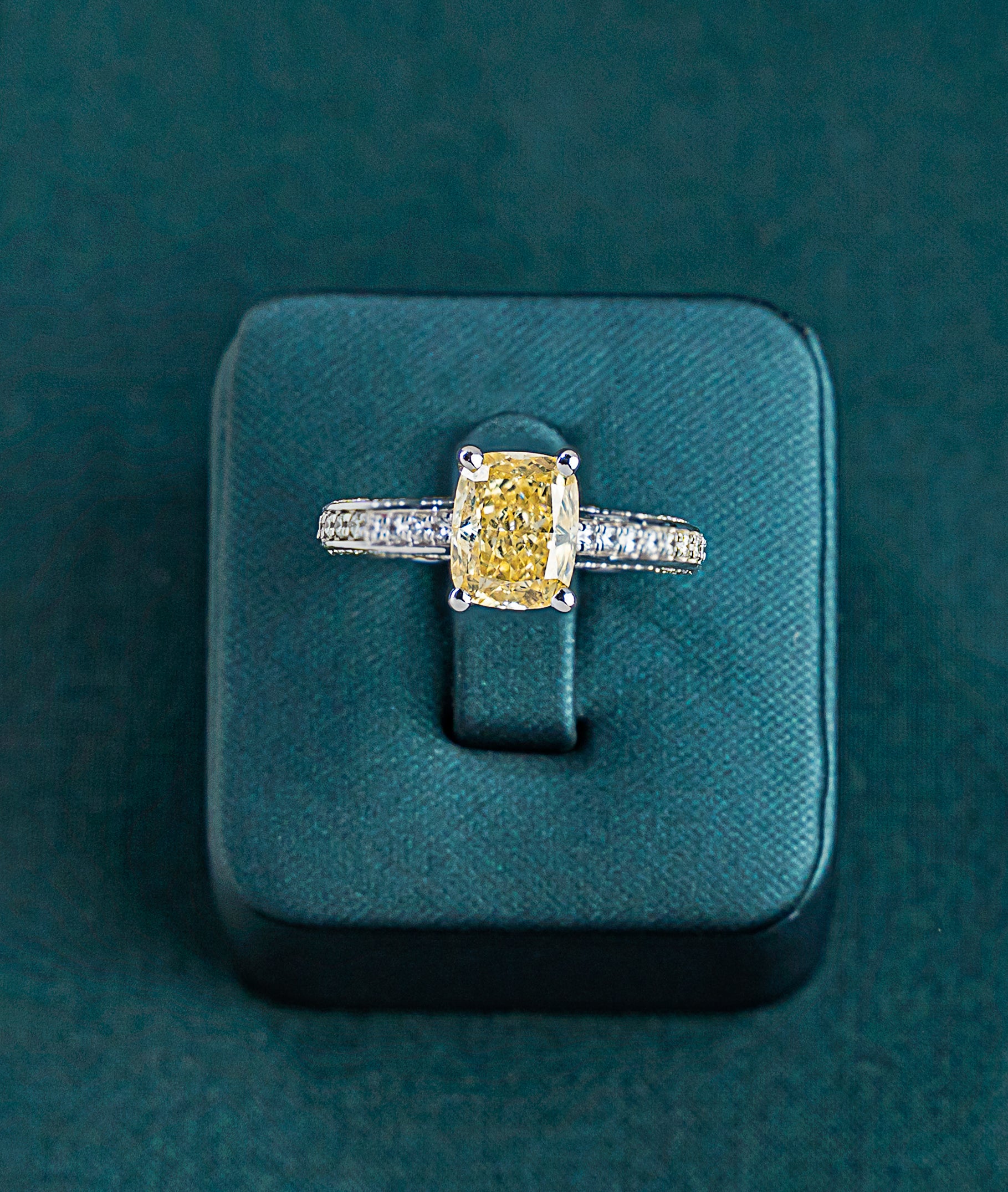 Lacey Yellow Cushion Ring