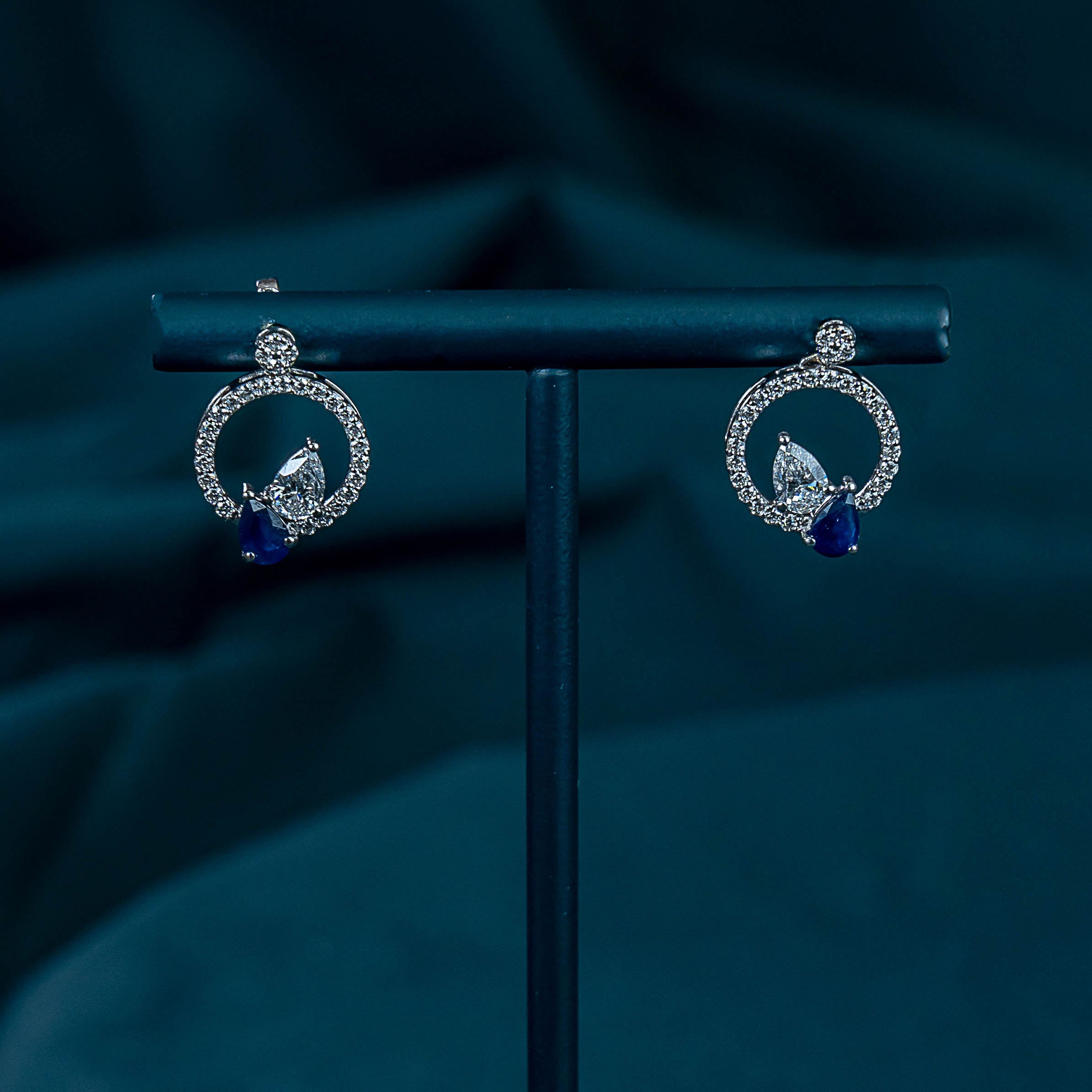 Lunara Sapphire Halo Earrings