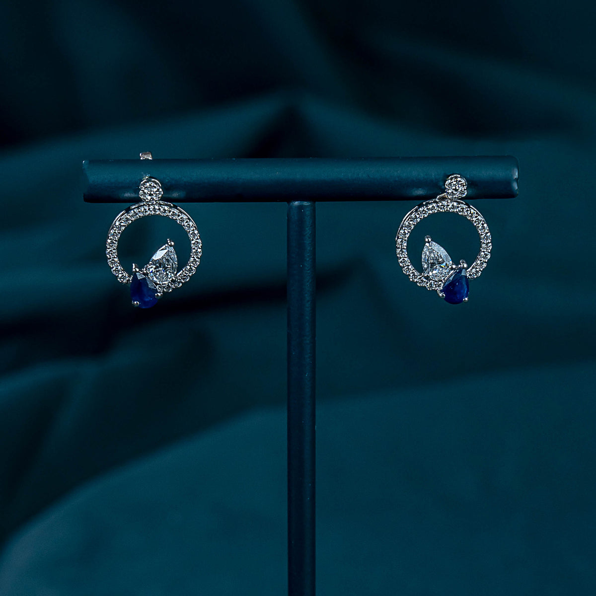 Lunara Sapphire Halo Earrings