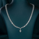 Marquise Tennis Necklace with Oval Drop