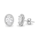 Timeless Oval Halo Diamond Stud Earrings
