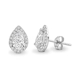 Pear-Cut Lab Grown Diamond Halo Stud Earrings