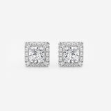 Regal Princess Halo Diamond Stud Earrings