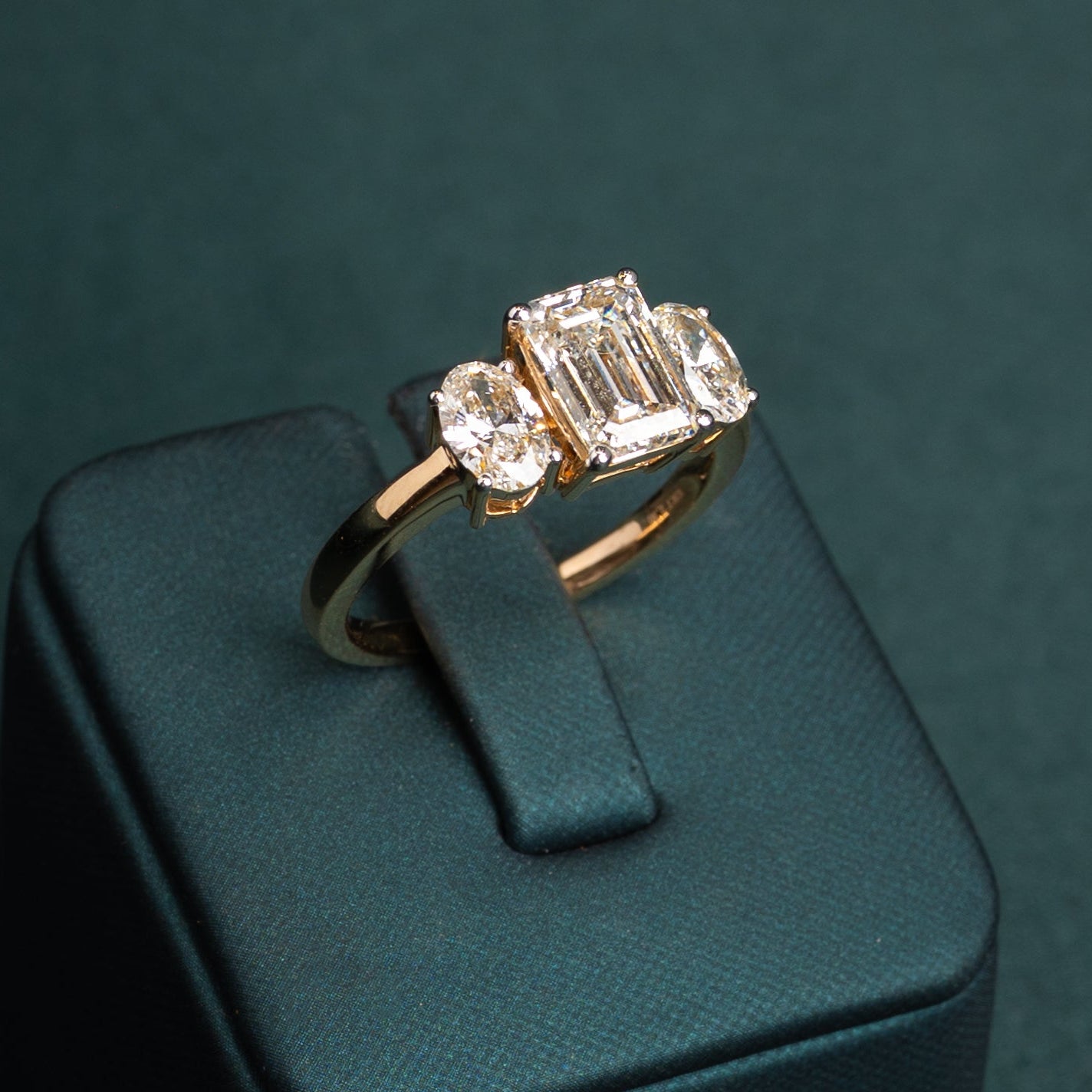 Classic Emerald Oval Trilogy Ring
