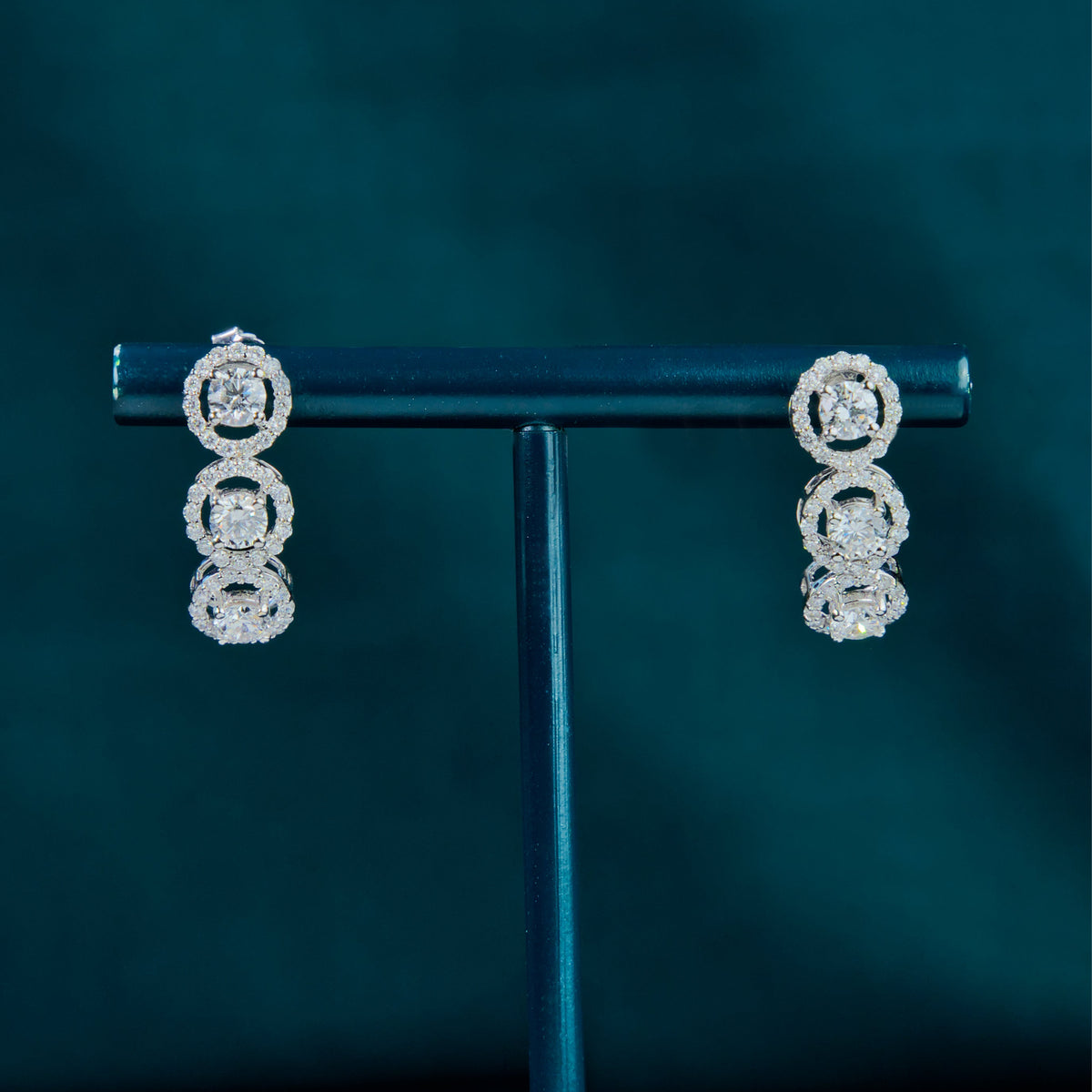 Round Halo Arc Earrings