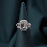 Emerald Halo Trilogy Ring with Diamond Band