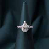 Pear Trilogy Ring with Pave Edge Band