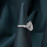 Pear Trilogy Ring with Pave Edge Band