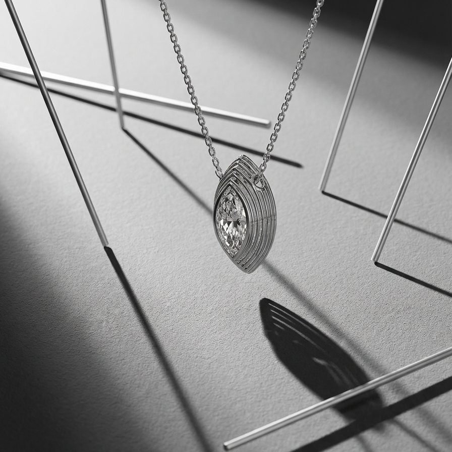 Stria Contour Marquise Pendant