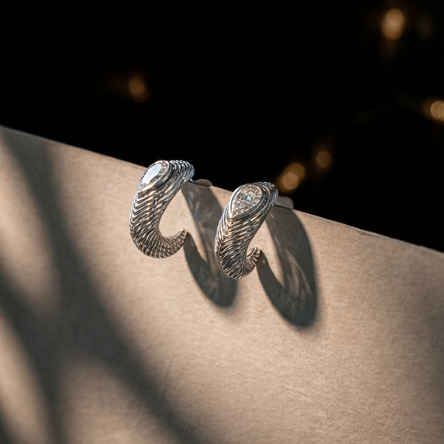 Stria Contour Pear Hoops