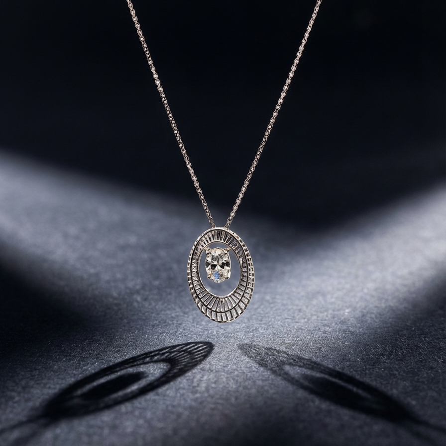 Stria Orbit Oval Pendant