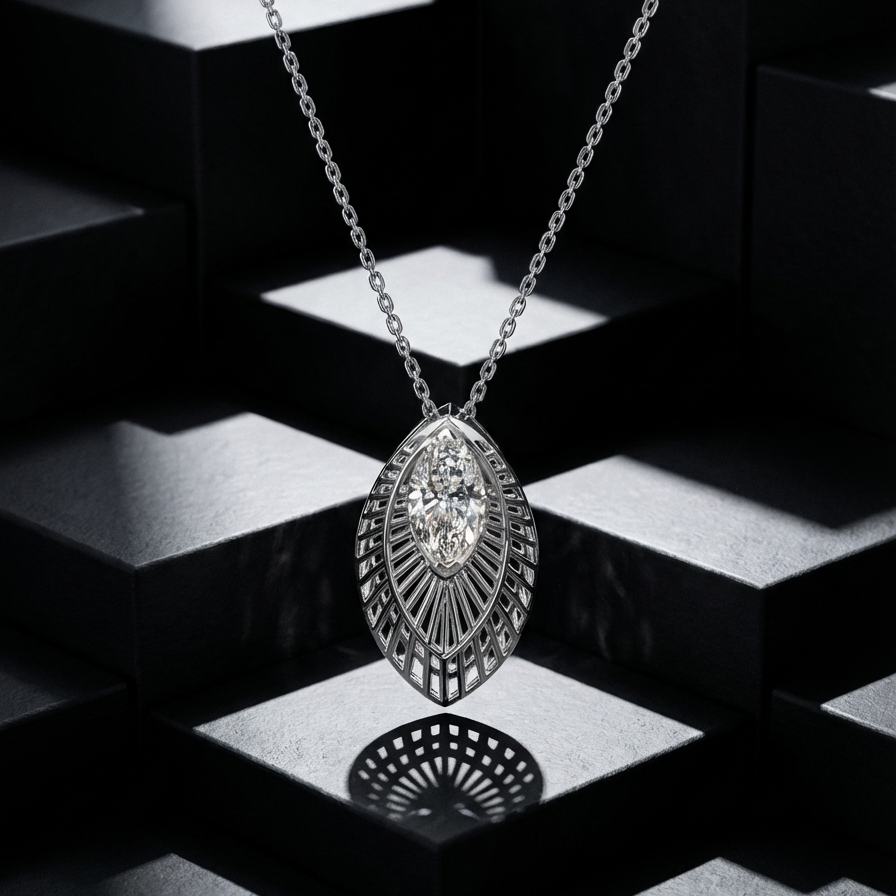 Stria Solenne Marquise Pendant