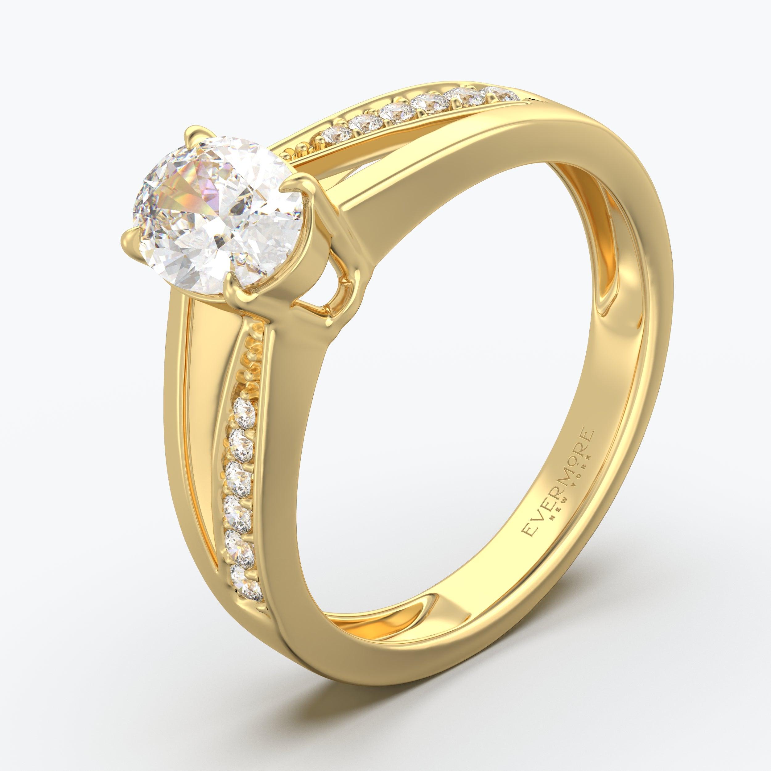 The Duet Oval Cut - Yellow Gold / 0.5 ct - Evermore Diamonds