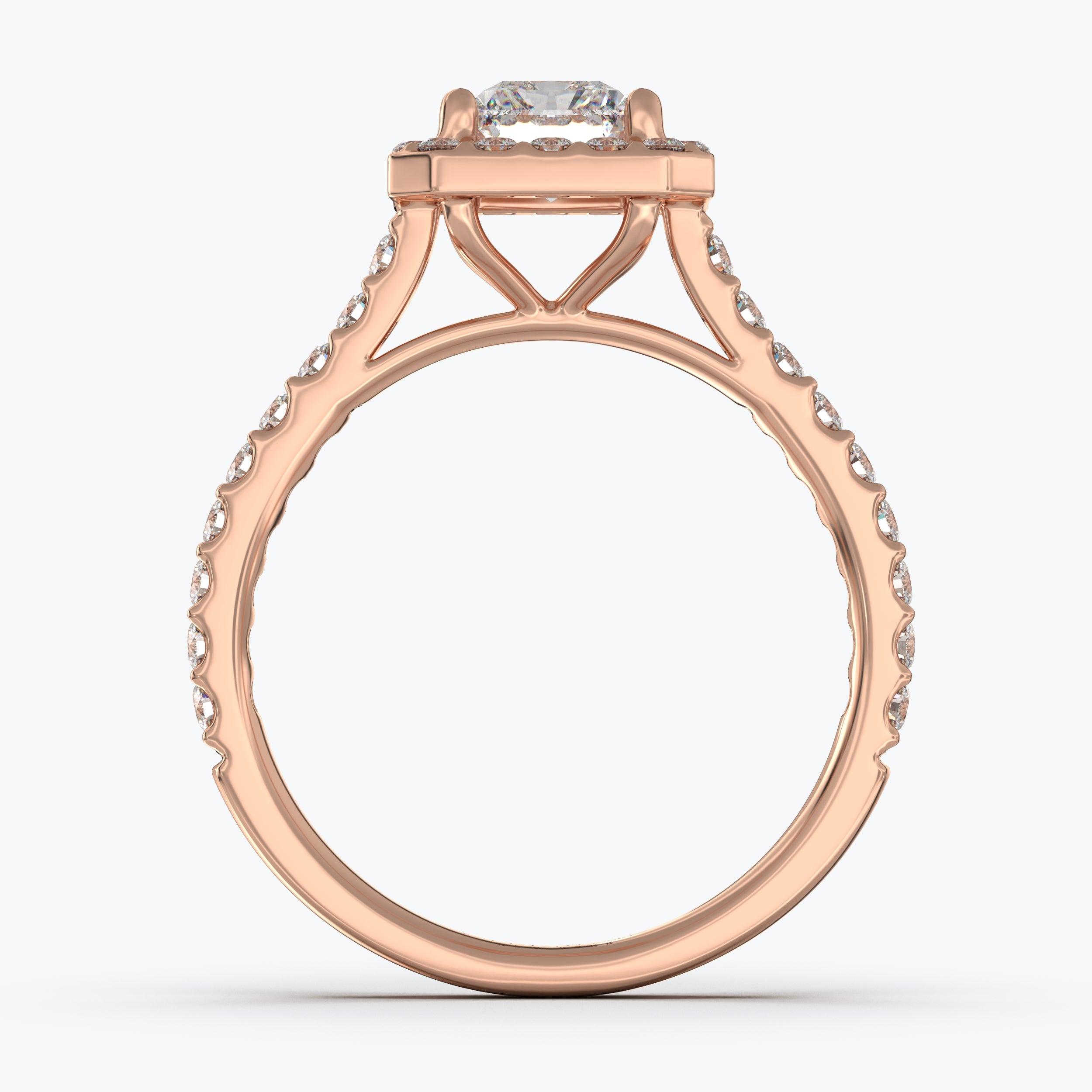 The Gabriel Radiant Cut Halo - Rose Gold / 0.5 ct - Evermore Diamonds