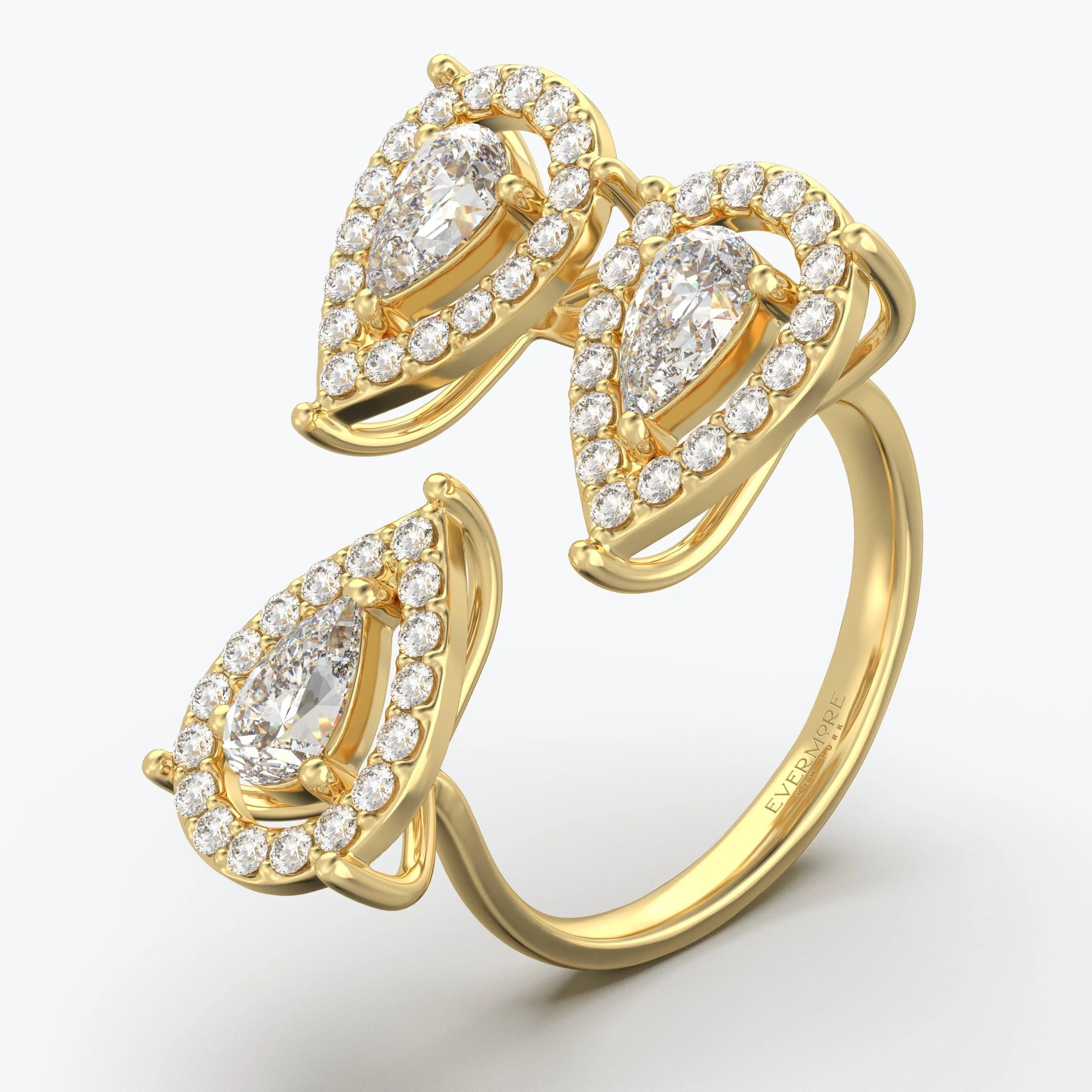 The Emory Pear Cut Halo Ring