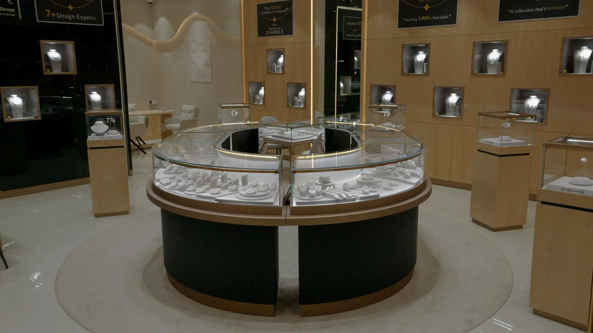 Inside the Evermore Museum of Sparkle at Wafi City: a round display counter surrounded by lit gallery niches