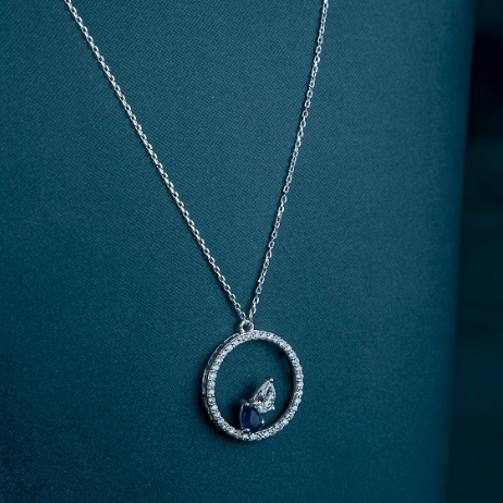 Celeste Sapphire Circle Necklace