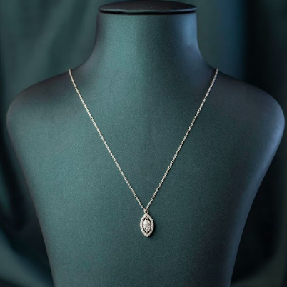 Classic Marquise Halo Solitaire Pendant