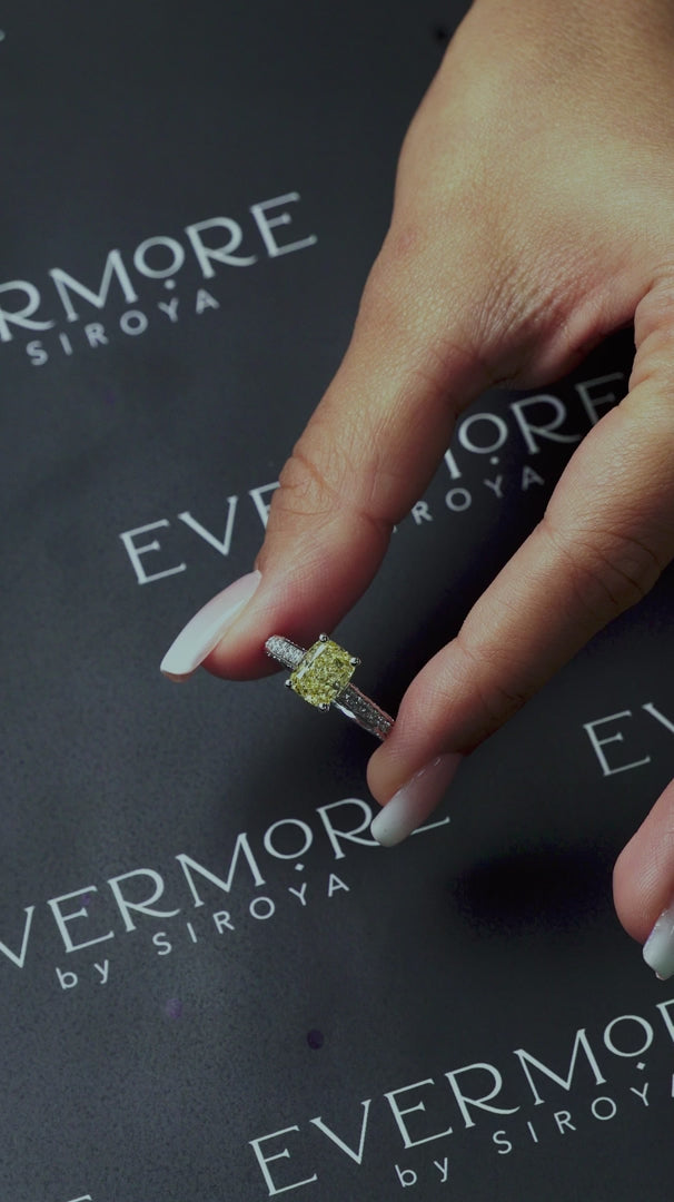 Lacey Yellow Cushion Ring