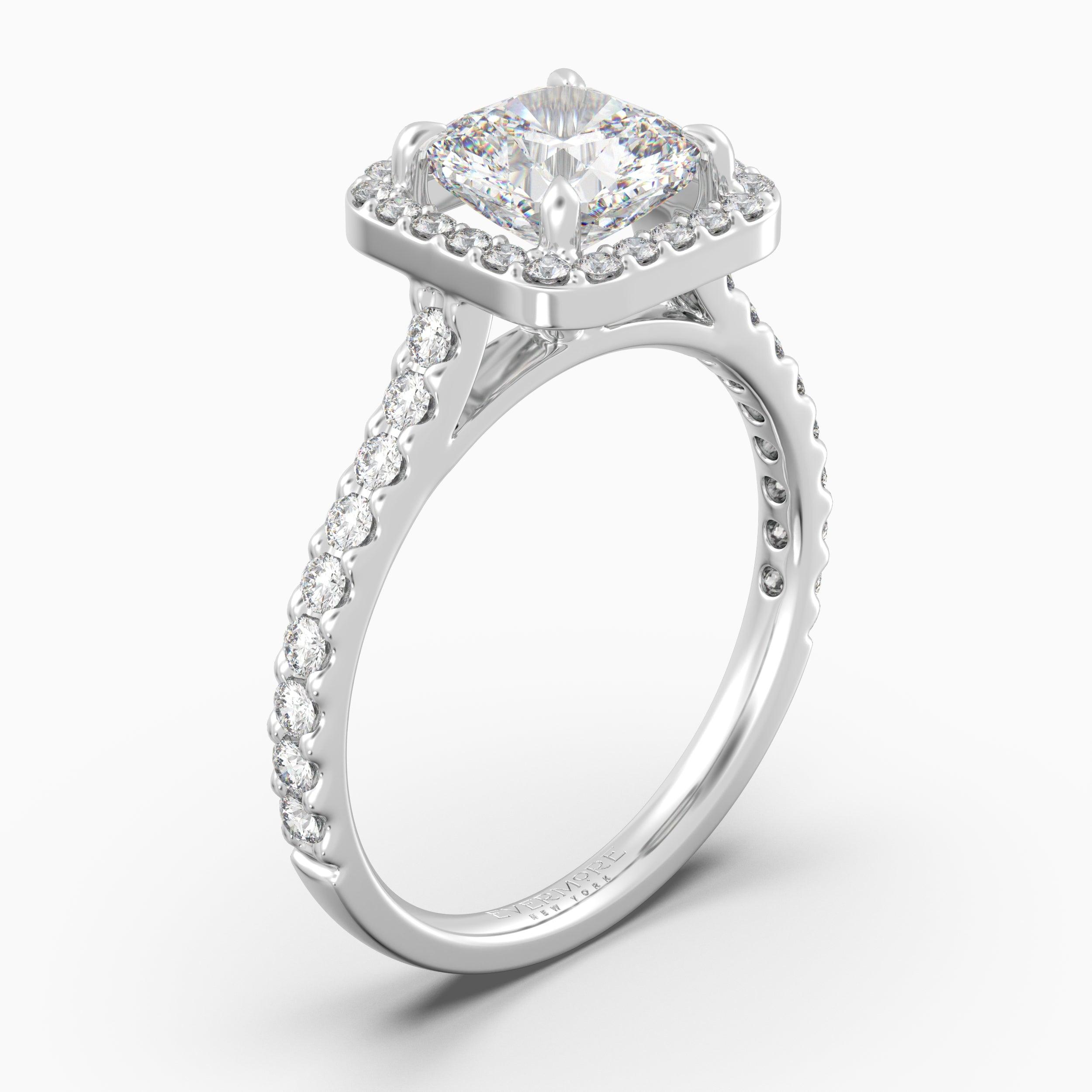 The Gabriel Cushion Cut Halo - White Gold / 0.5 ct - Evermore Diamonds