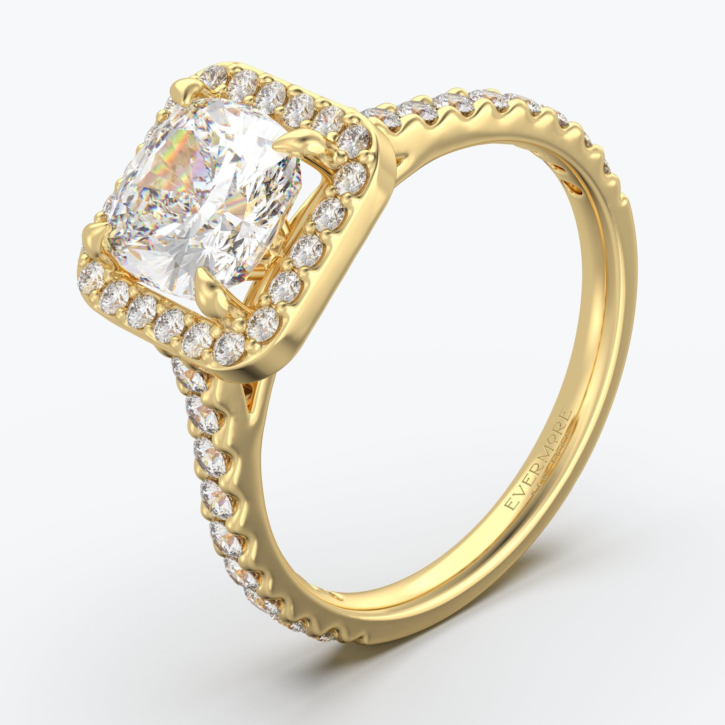 The Gabriel Cushion Cut Halo - Yellow Gold / 0.5 ct - Evermore Diamonds