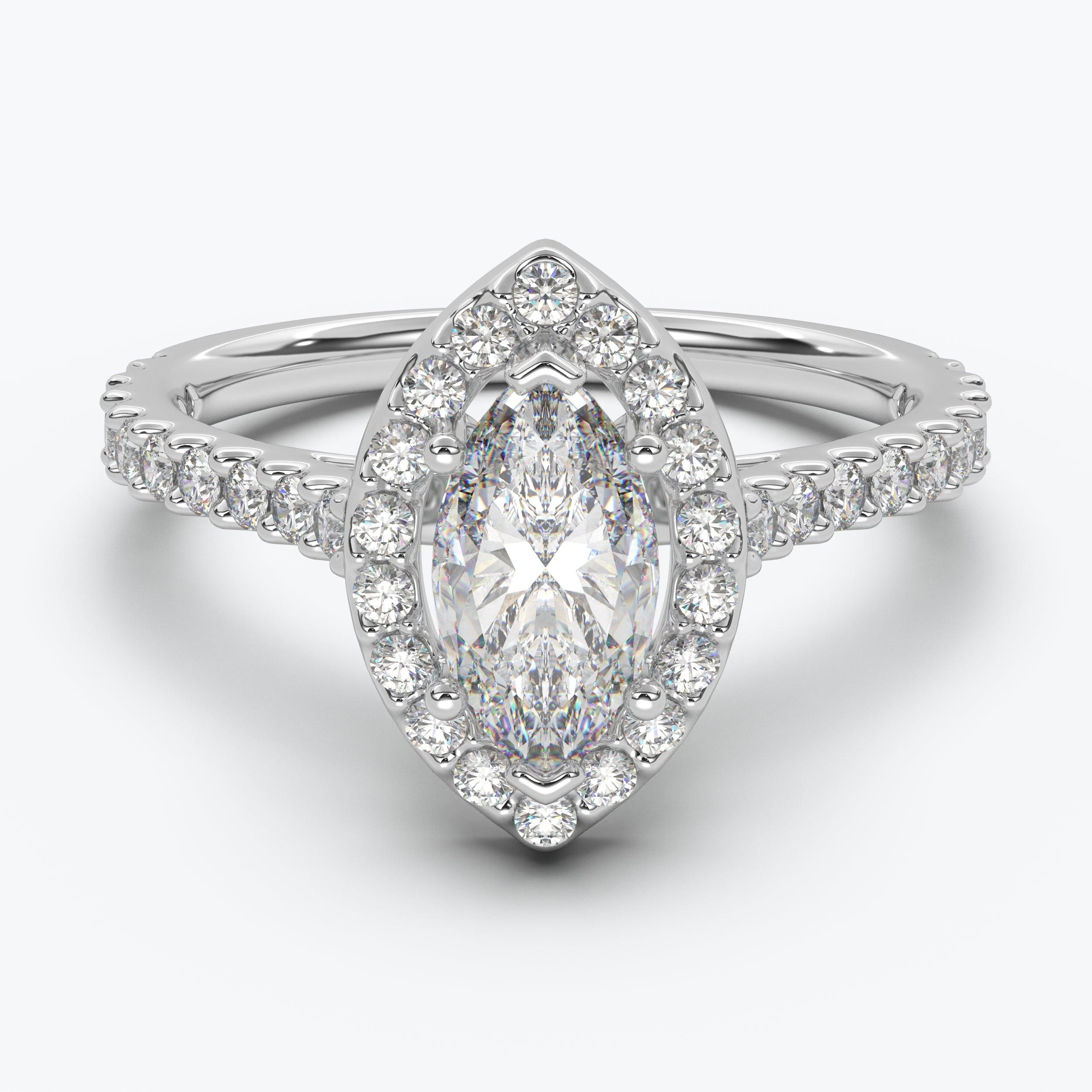 The Gabriel Marquise Cut Halo - White Gold / 0.5 ct - Evermore Diamonds