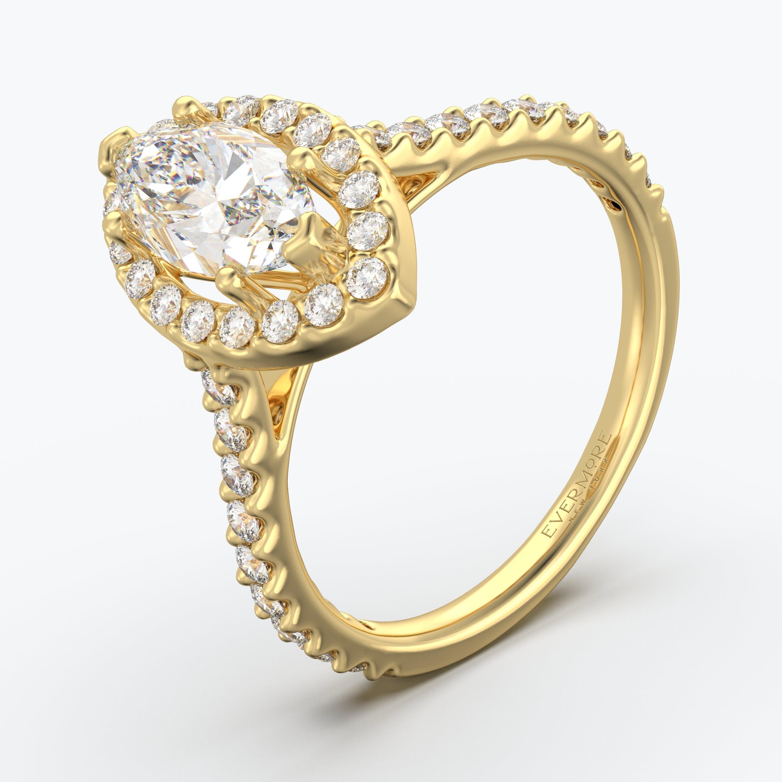 The Gabriel Marquise Cut Halo - Yellow Gold / 0.5 ct - Evermore Diamonds