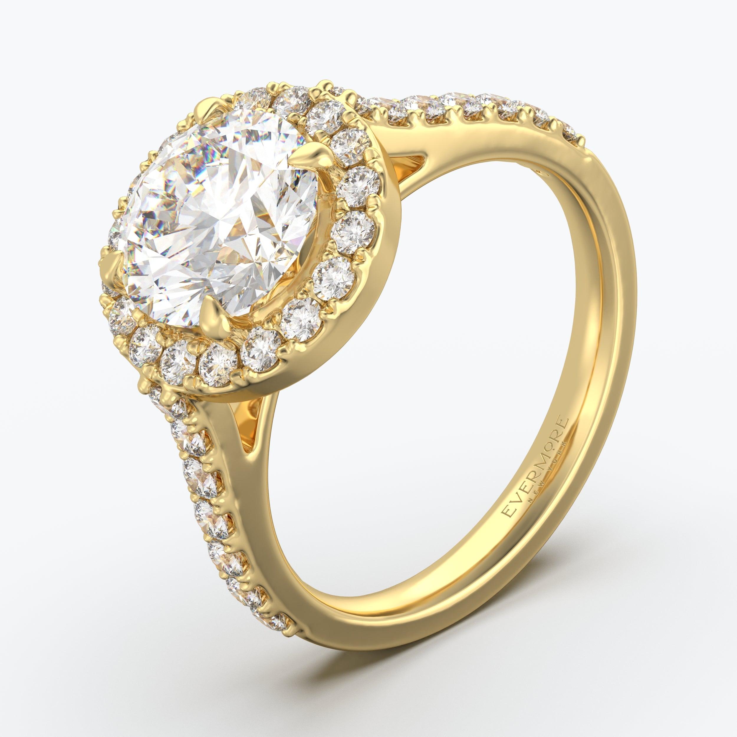 The Gabriel Round Brilliant Halo - Yellow Gold / 0.5 ct - Evermore Diamonds