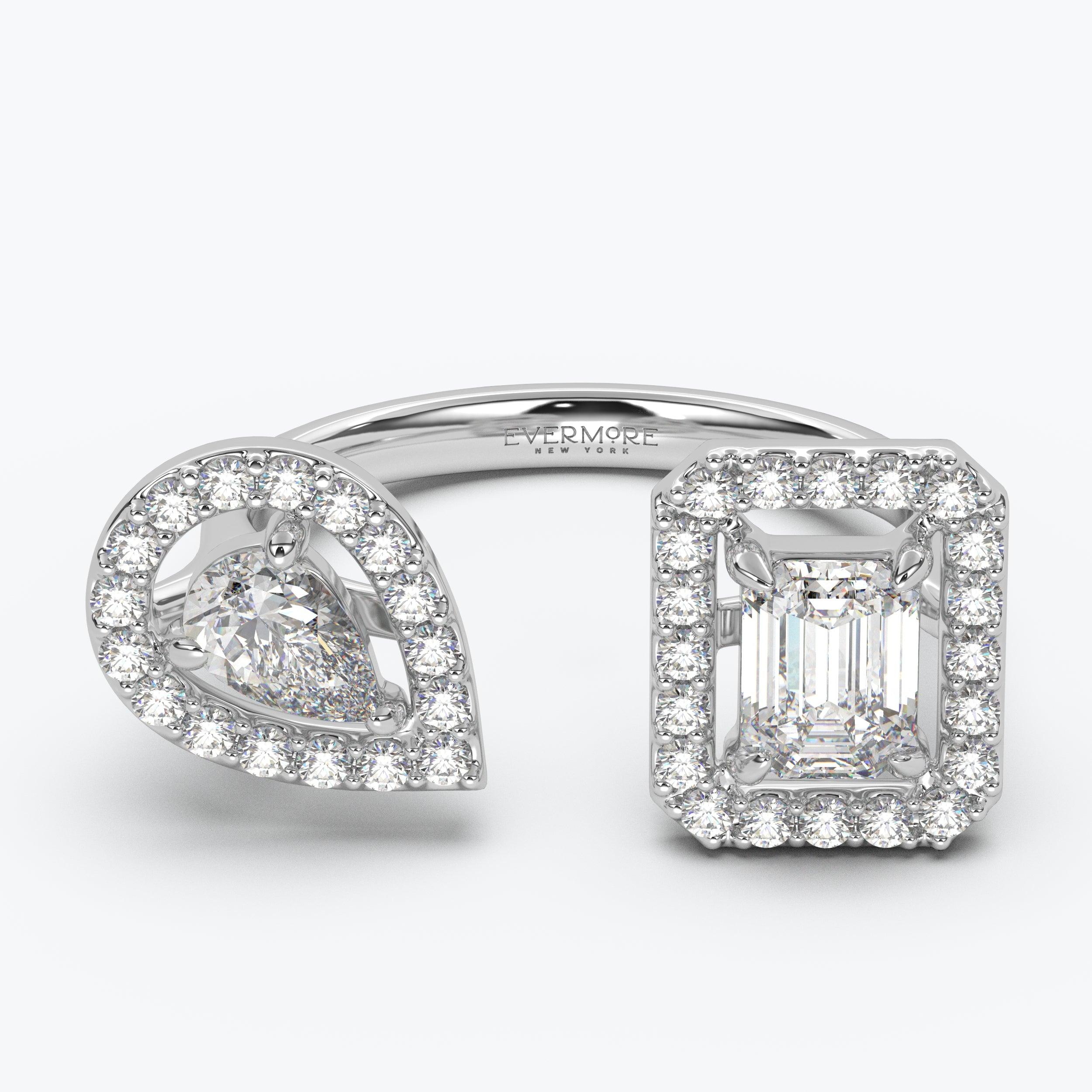 The Henry Pear & Emerald Cut Halo - White Gold / 0.5 ct - Evermore Diamonds