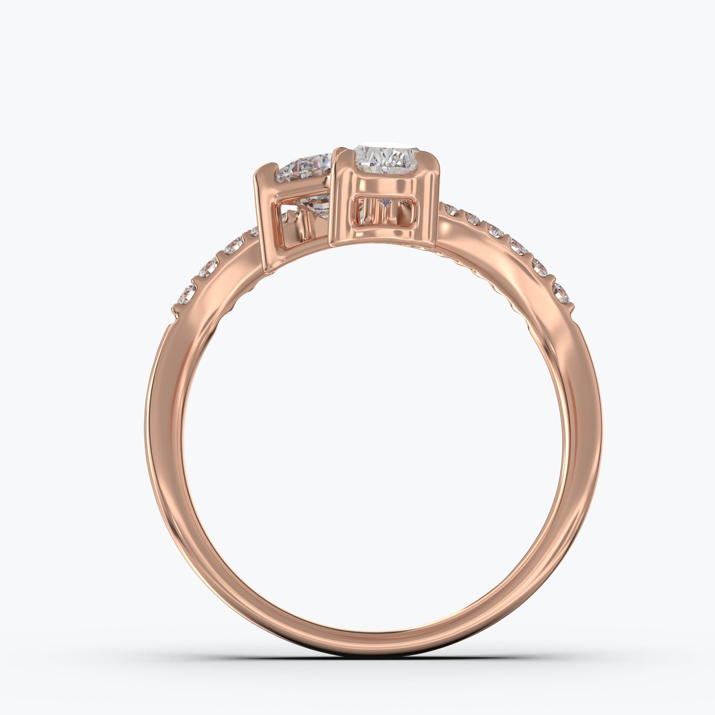 The Maestro Pear & Emerald Cut - Rose Gold / 0.5 ct - Evermore Diamonds