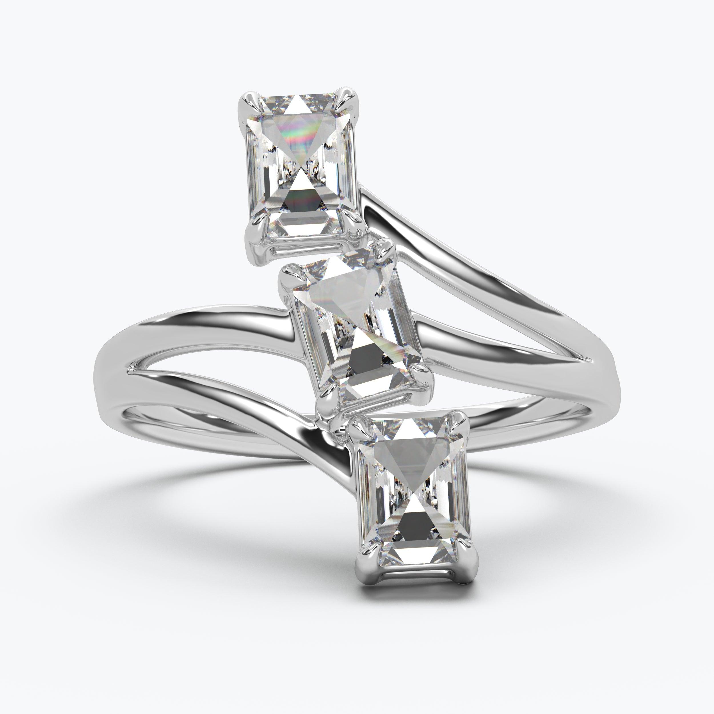 The Triune Emerald Cut - White Gold / 0.5 ct - Evermore Diamonds