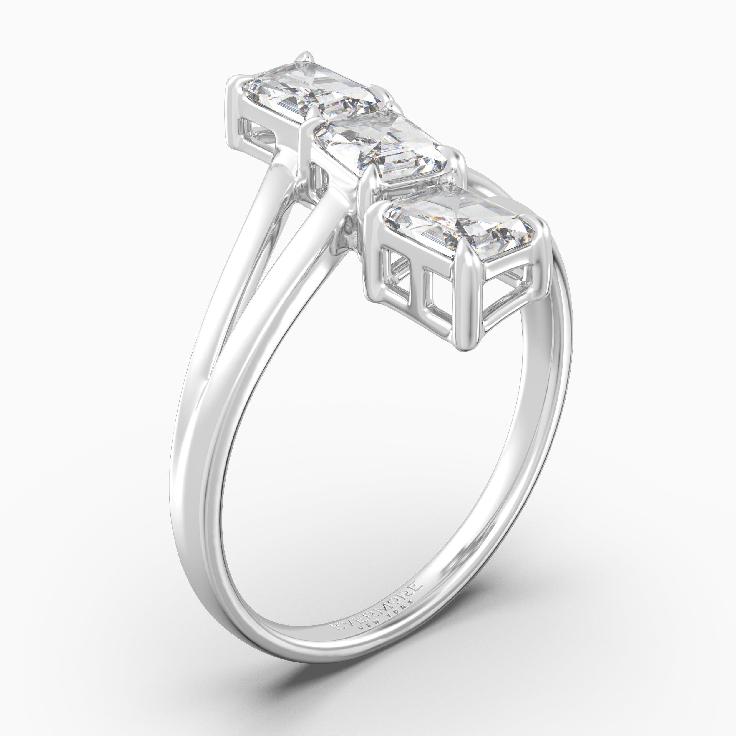 The Triune Emerald Cut - White Gold / 0.5 ct - Evermore Diamonds