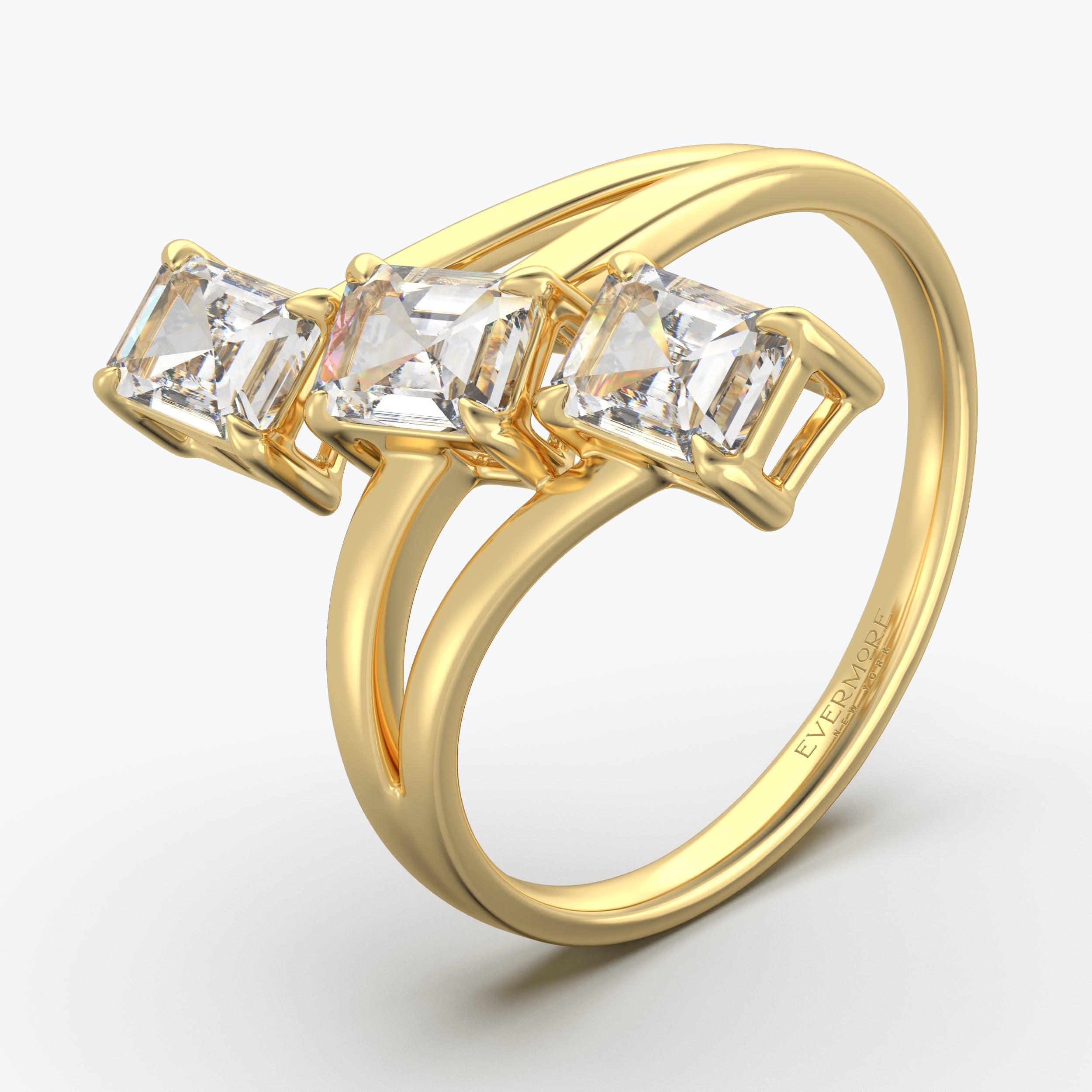 The Triune Emerald Cut - Yellow Gold / 0.5 ct - Evermore Diamonds